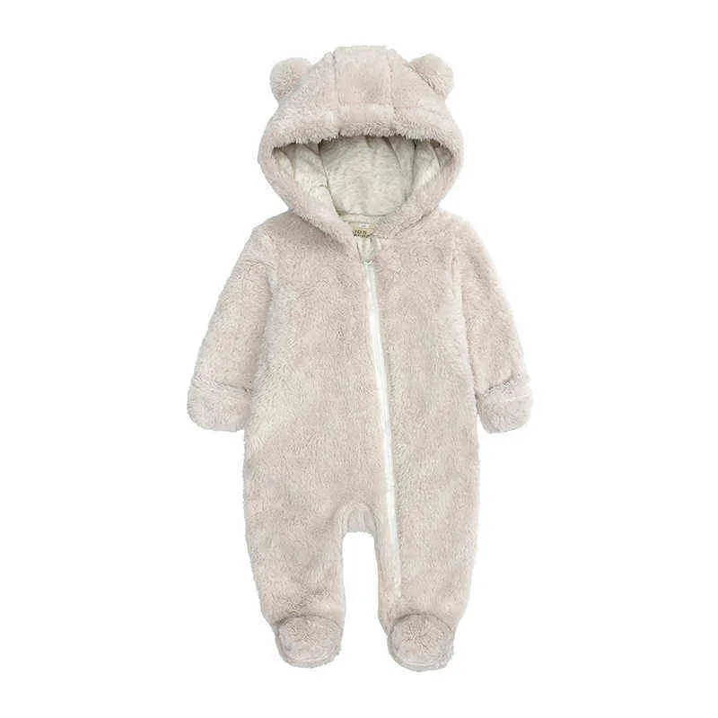 3M-12M bébé barboteuses hiver chaud à manches longues corail polaire nouveau-né bébé garçon fille vêtements infantile combinaison Animal ensemble pyjamas G1221