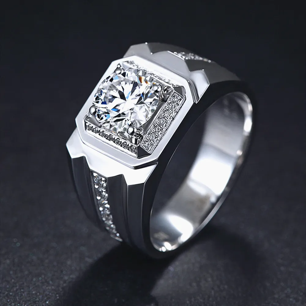 Klassisk aaa zirkon diamanter ädelstenar ringar för män vit guld silver färg bröllop band smycken bague mode gåvor tillbehör