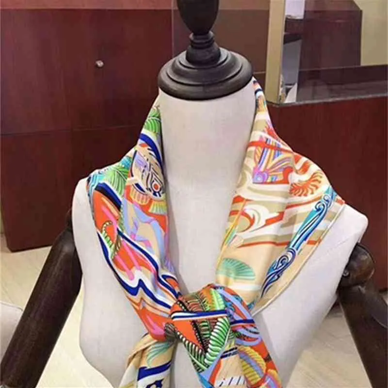 2020 arrival autumn spring classic design 90*90 cm colorful 100% silk twill scarf wrap for women lady girl gift