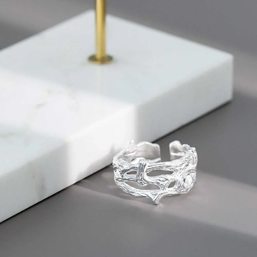 ANDYWEN 925 Sterling Silver Geometric Rrregular Resizable Rings Women Fashionable Jewelry Wedding Gift Luxury 210608