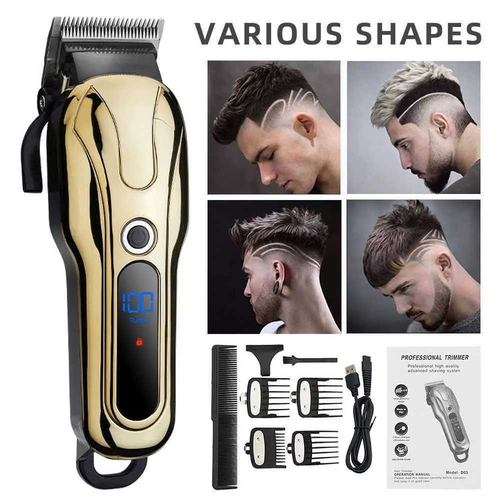 Zestaw do trymera do włosów dla mężczyzn Barber USB Rechargeable Professional Fermentless Hair Clipper Shaver Broda T-Outliner Cięcie X0625