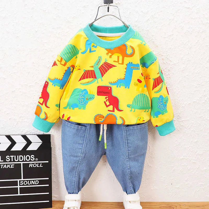 Bär Führer Baby Jungen Dinosaurier Kleidung Sets für Kinder Kleinkind Kleidung 2021 Herbst Cartoon Sweatershirt Jeans Casual Kostüme G1023