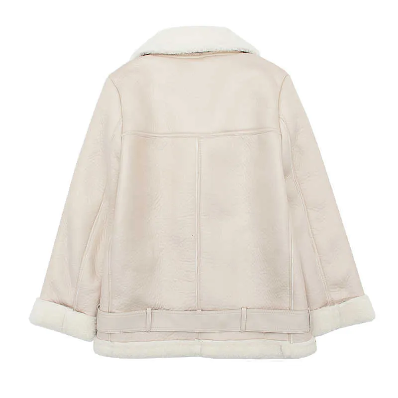 Ly Varey Lin女性Lambの毛皮の柔らかい革のジャケットコートベルトのアウターの厚い暖かい特大のサイズのジッパーを下にします210526