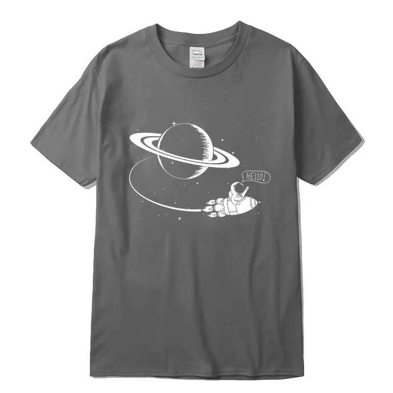 Xin YiメンズTシャツ高品質100％コットンショートスレビ面白い宇宙プリントクールな緩い男性TシャツOネックオスティー210629