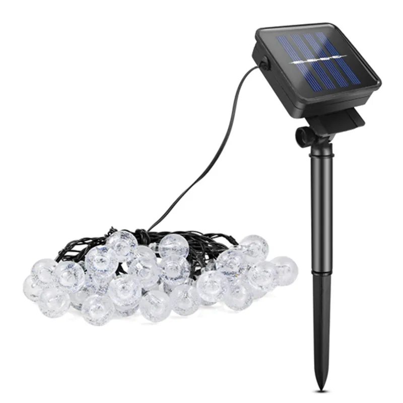 203050 LED Crystal Ball Solar Lamp Power String Fairy Lights Garlands Garden Christmal Decor för utomhus Y200603