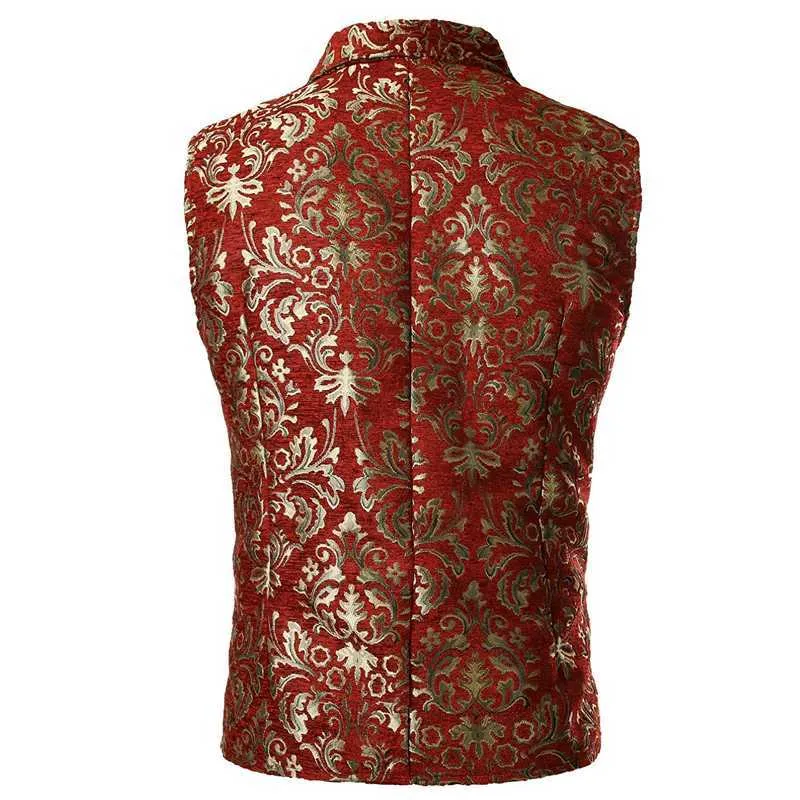 Abito da uomo in broccato di lusso paisley floreale doppiopetto gilet gotico vittoriano steampunk gilet uomo chalecos para hombre 2XL 210923