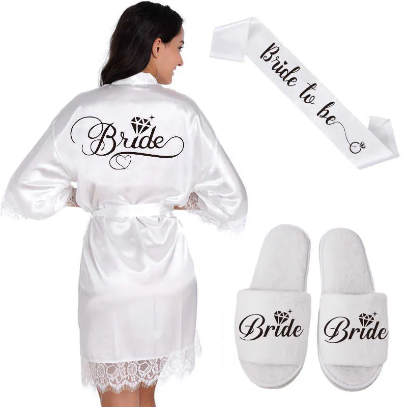 Robe de mariée en dentelle Kimono femme demoiselle de mariage s Bachelorette Preparewear 210924