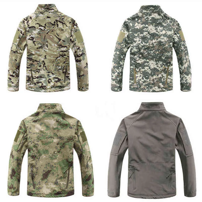 Camouflage Military Tactical Jacket Män Outdoor Softshell Sharkskin Vattentät Fleece Coat Windbreaker Jackor Army Hunt Kläder 211217