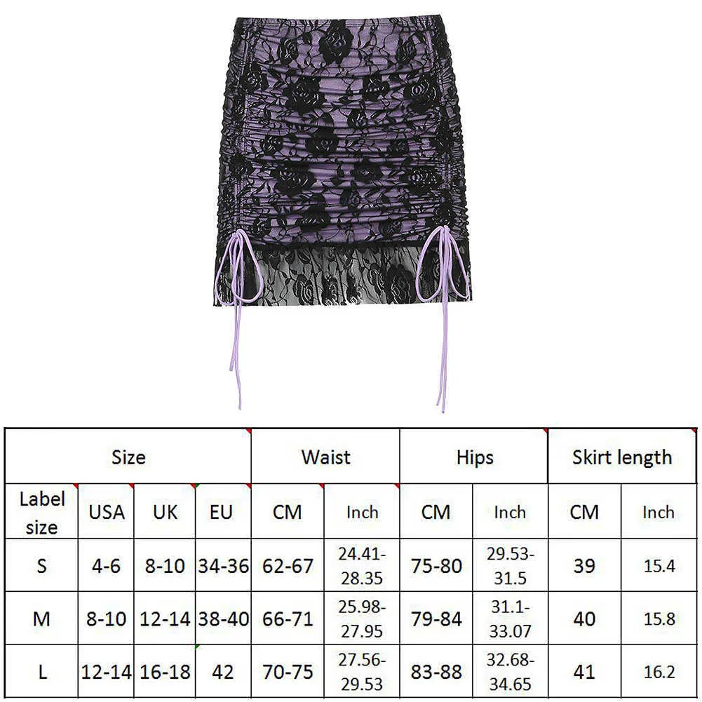 Drawstring Mesh Goth Y2k Skirts Women Double Layer Lace Up Egirl Mini Dark Academia Aesthetic 90s Gothic Streetwear 210629