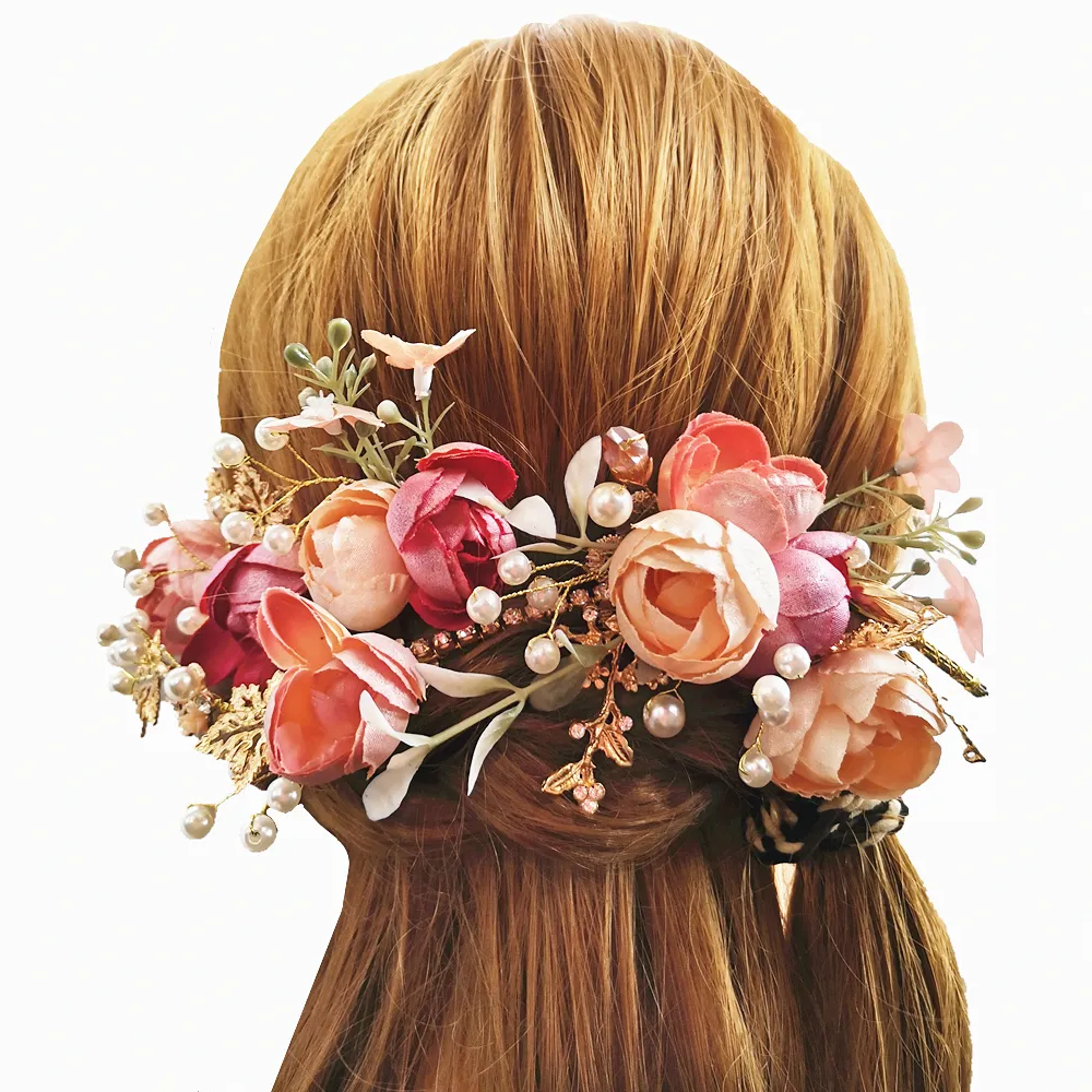 Dwwtkl gül başlıkları set çiçek headdress mücevher gelin aksesuarlar düğün veya parti için başlıklar237k