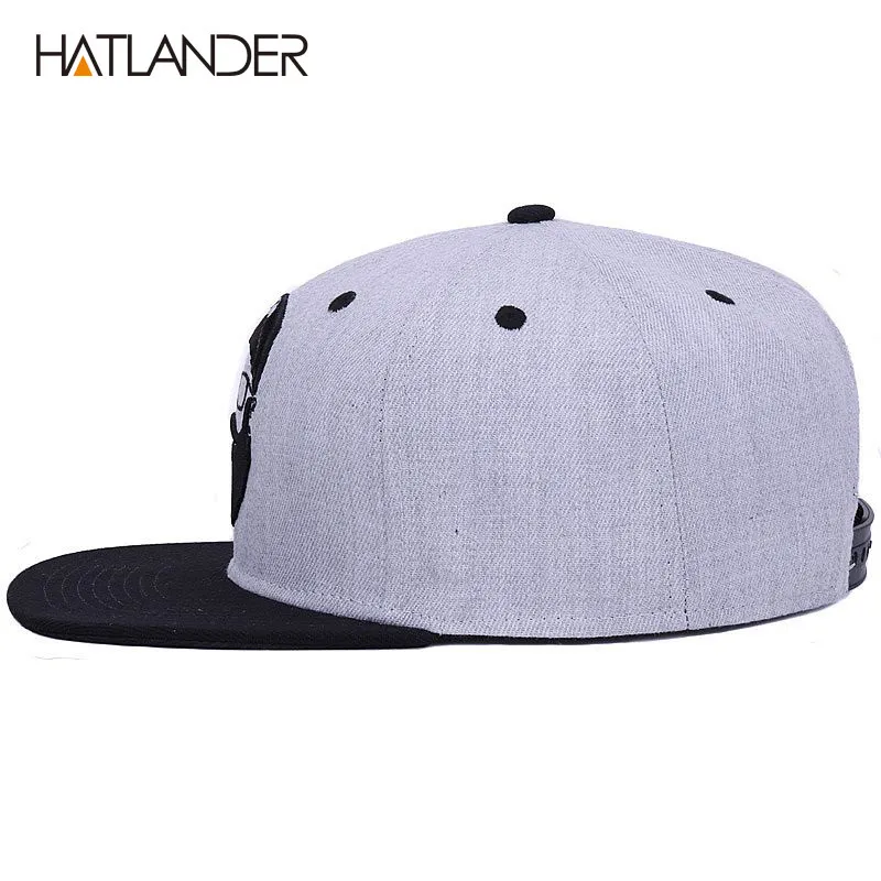 Hatlanderoriginal Gray Cool Hip Hop Cap Men Kobiety Hats Vintage haft haftowa czapki baseballowe Gorras Planas Bone Snapback 21303r