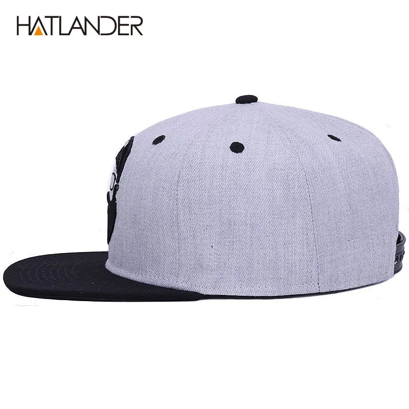 Hatlanderoriginal gri serin hip hop kapağı erkekler kadın şapkalar vintage nakış karakter beyzbol kapakları gorras planas kemik snapback 21301s