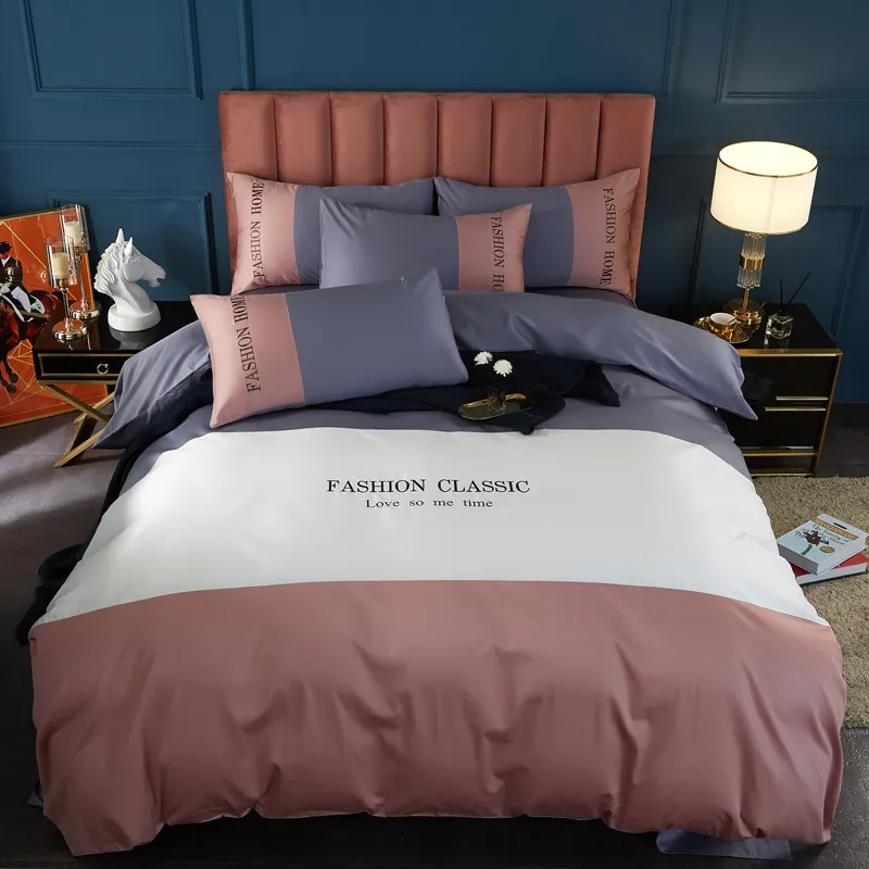 Nordic Bedding Set Patchwork Striped Duvet Cover Queen King 220x240 Bed Sheet 150 Linen Pillowcase Quilt Grey Bedclothes