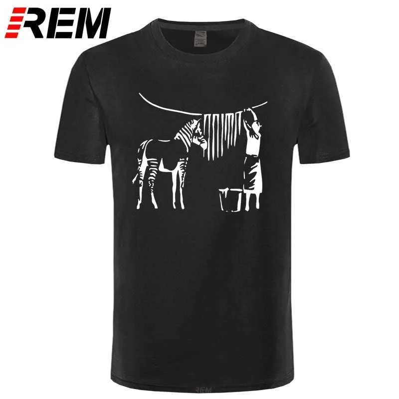 Banksy Zebra T Рубашка Печать с короткими рукавами S-3XL нормальный подарок мода летние фотографии 210629