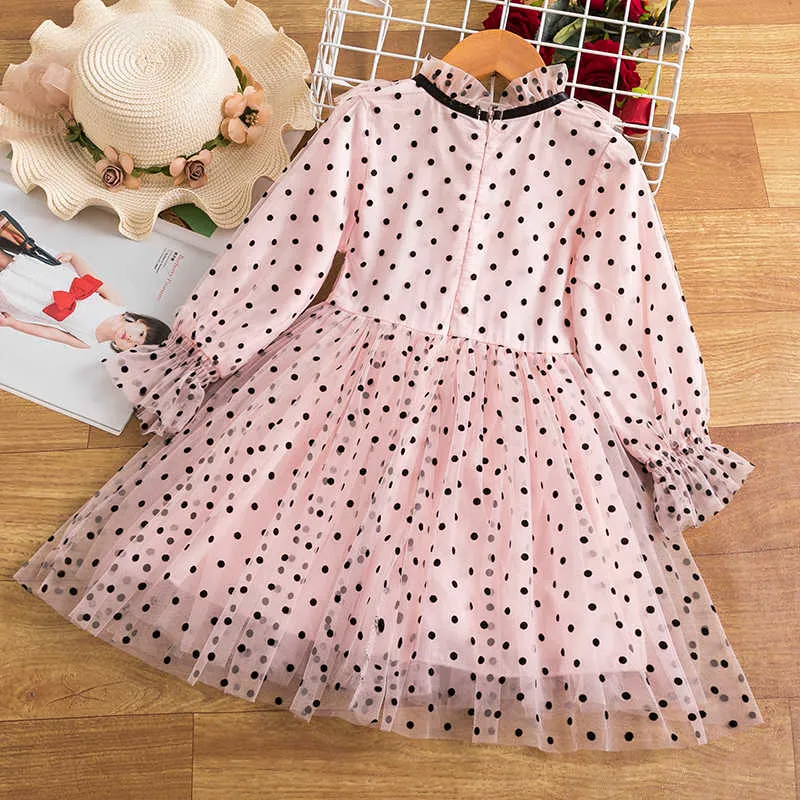 Robe de fille 38y Dots Robes de fille de fleur rose pour enfants robes de fête de mode pour filles vêtements d'automne pour enfants vestidos para nina q09750816