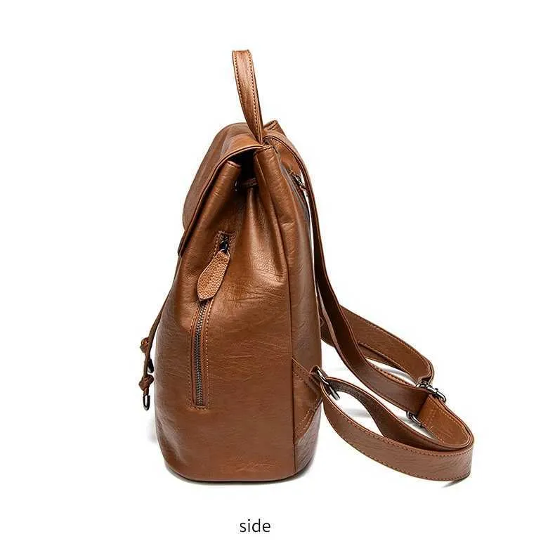 Nigedu Women Backpacks Composite Cowhide Ladies School Bags Large Capacity Travel Backpack Leather Student Rucksack Daypack Q0528