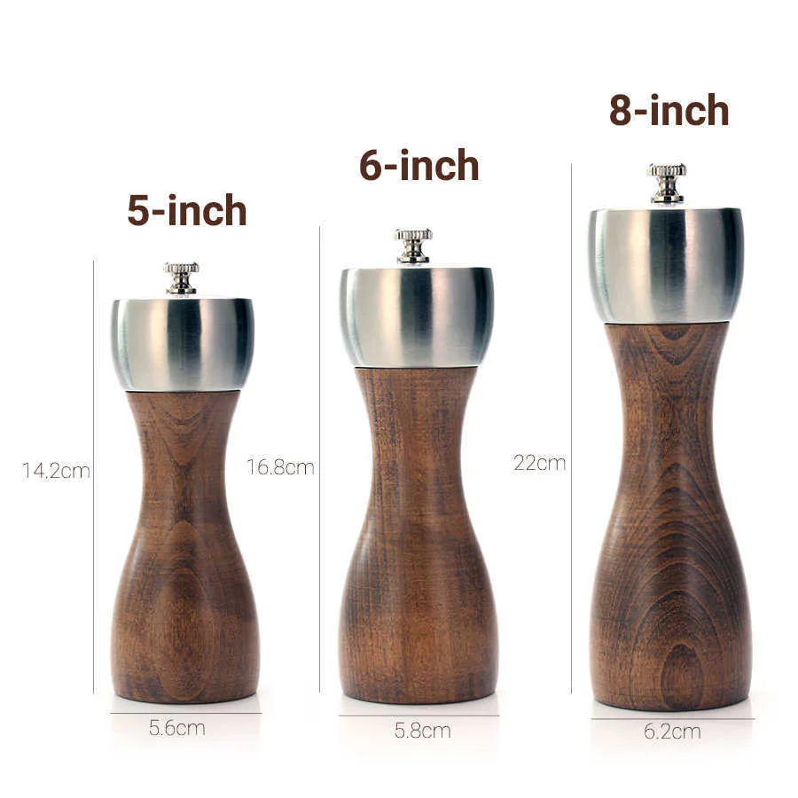 Wood Pepper Grinder - Precision helixshaped grooves freshly grinding pepper, herbs and spices 210713