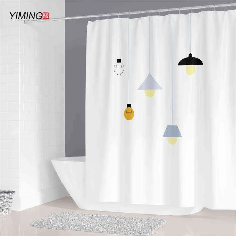 Decoração do banheiro impermeável cortina de chuveiro nórdico estilo minimalista impresso poliéster casa cortina de decoração com gancho 211116