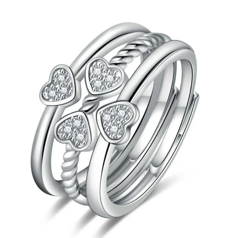 Damskie pierścienie Kryształ Biżuteria Cztery Pierścień Trawy, Lucky Flower, Diamond Trzy w podzielonym kombinowanym pierścieniu klastra do stylów zespołu żeńskiego