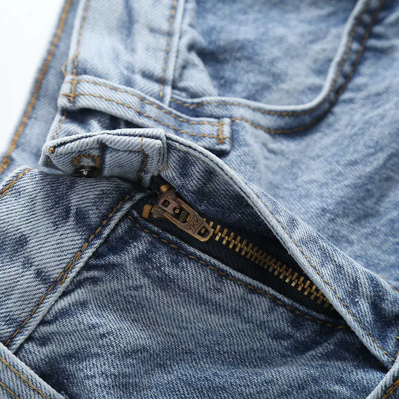 [Deat] Vrouwen Lente Herfst Fashion Wide Pen Broek Losse Hoge Taille Solid Color Split Fork Personality Jeans 13C322 210527