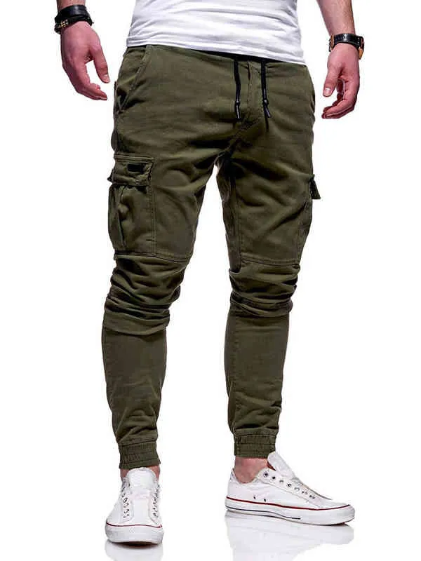 Spring Męskie Spodnie Cargo Casual Sports Spodnie Dress Casual Mężczyźni Marka Długie Spodnie Wojsko Joggers Spodnie Pantalon Homme 2021 New H1223