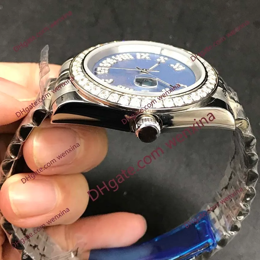 2 hoge kwaliteit diamanten horloge 41 mm herenhorloges blauw Romeins mechanisch montre de luxe 2813 mechanisch automatisch staal waterdichte horloges
