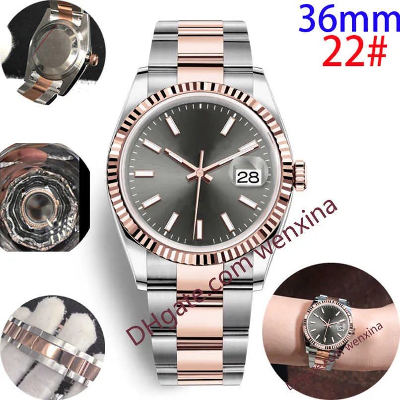 Deluxe Orologio da donna 36mm Meccanico automatico Alta qualità Track Line Quadrante fascia jubilee scanalata Lunetta montre de luxe 2813 Acciaio Wate305V