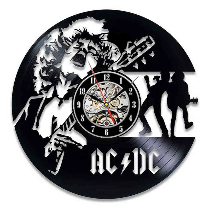 Vinyl Record Wall Clock Modern Design Musik Rock Band Vintage Cd Clocks Se heminredning Gåvor för fans H1230