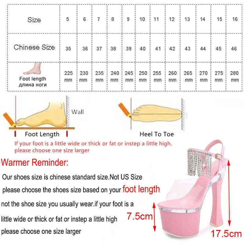 Sandals Transparent super high heels sandals female pole dancing party platform sexy fairy sandals 17cm thick heel plus size 220309