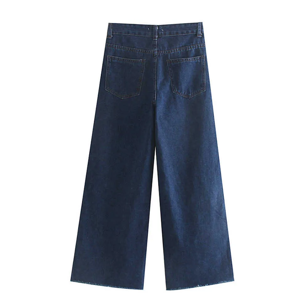Kobieta Dżinsy Wysokiej talii Ubrania Denim Odzież Navy Blue Streetwear Vintage Quality Moda Harajuku Proste spodnie 210531