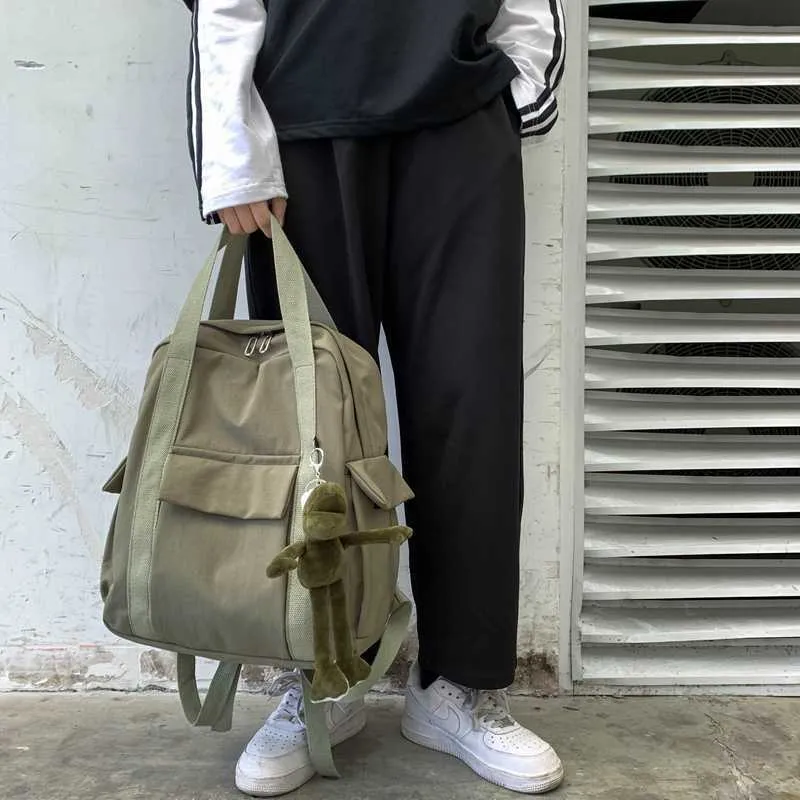 HOCODO, nueva mochila de nailon resistente al agua de Color sólido para mujer, mochila escolar sencilla para adolescente, bolso de viaje de hombro, mochila escolar Y0804