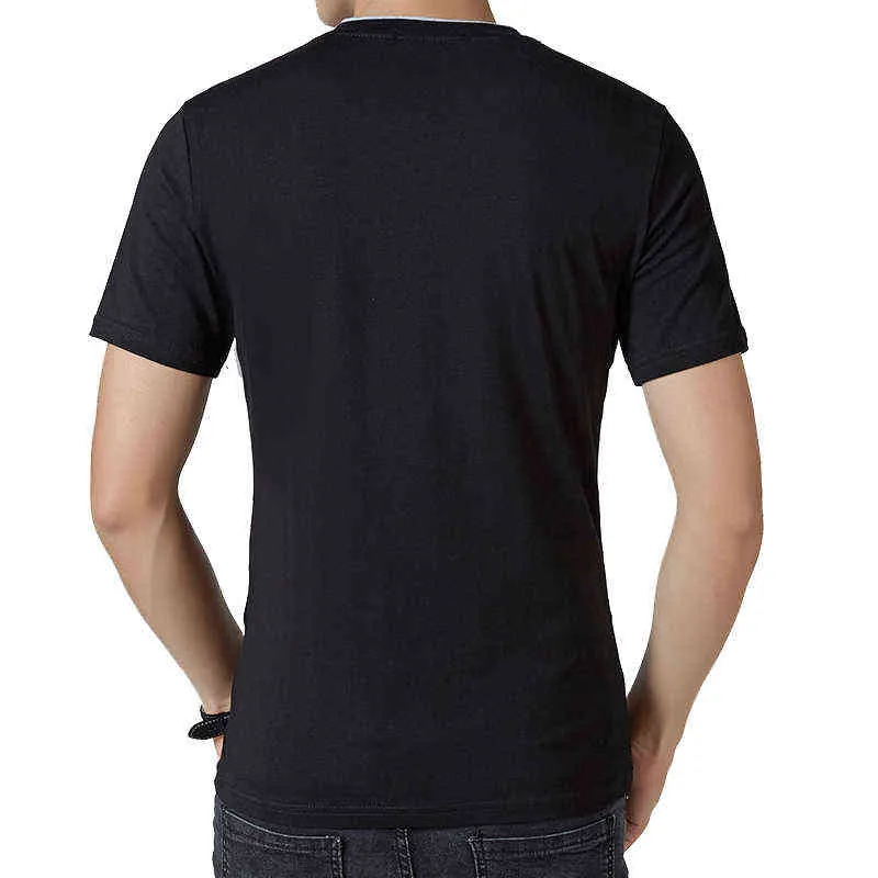 BROWON marca verão casual camiseta masculina manga curta decote em v elástico rômbico padrão roupas masculinas 2021 g1229