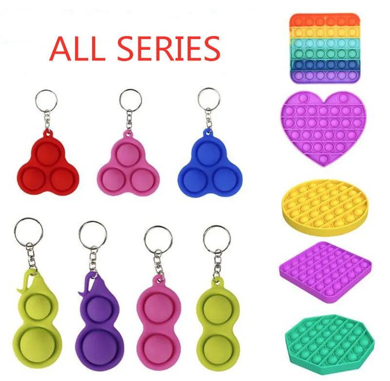 Tiktok Tik Tok Proste Push Bubble Fidget Key Pierścień Bubble Popper Brelok Sensory Fidget Zabawka Stresowa Bubble Relief Torba Wisiorek Charms HH250FB