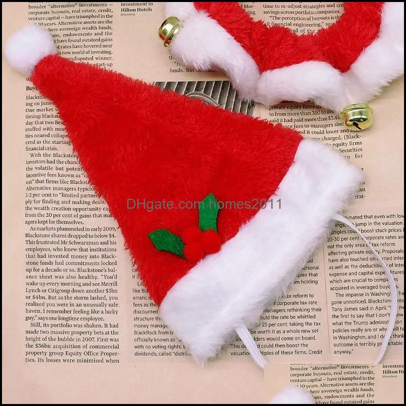Dog Cat Hat Costume Christams Dogs Hats Cap Necklace With Bell Pet Supplies For Christmas Festival Dog Acc jllEsq