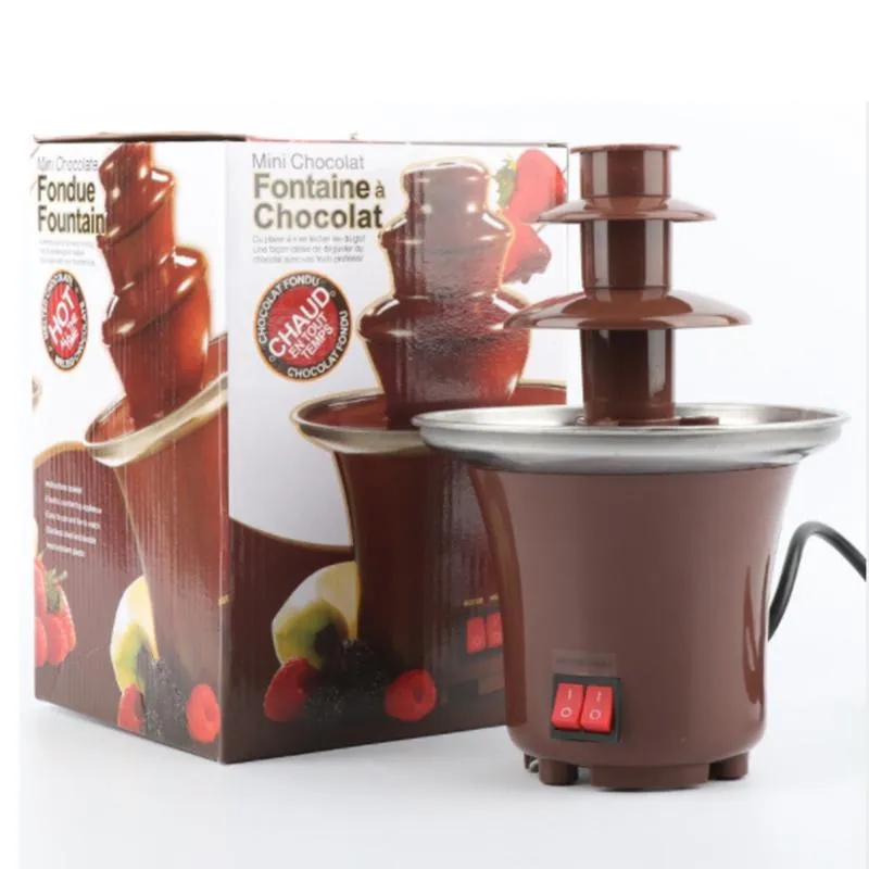 Bakken Gebak Gereedschappen DIY 3-tier Chocoladefontein Fondue Mini Choco Waterval Machine Drie Lagen Kinderen Bruiloft Verjaardag Hea2964