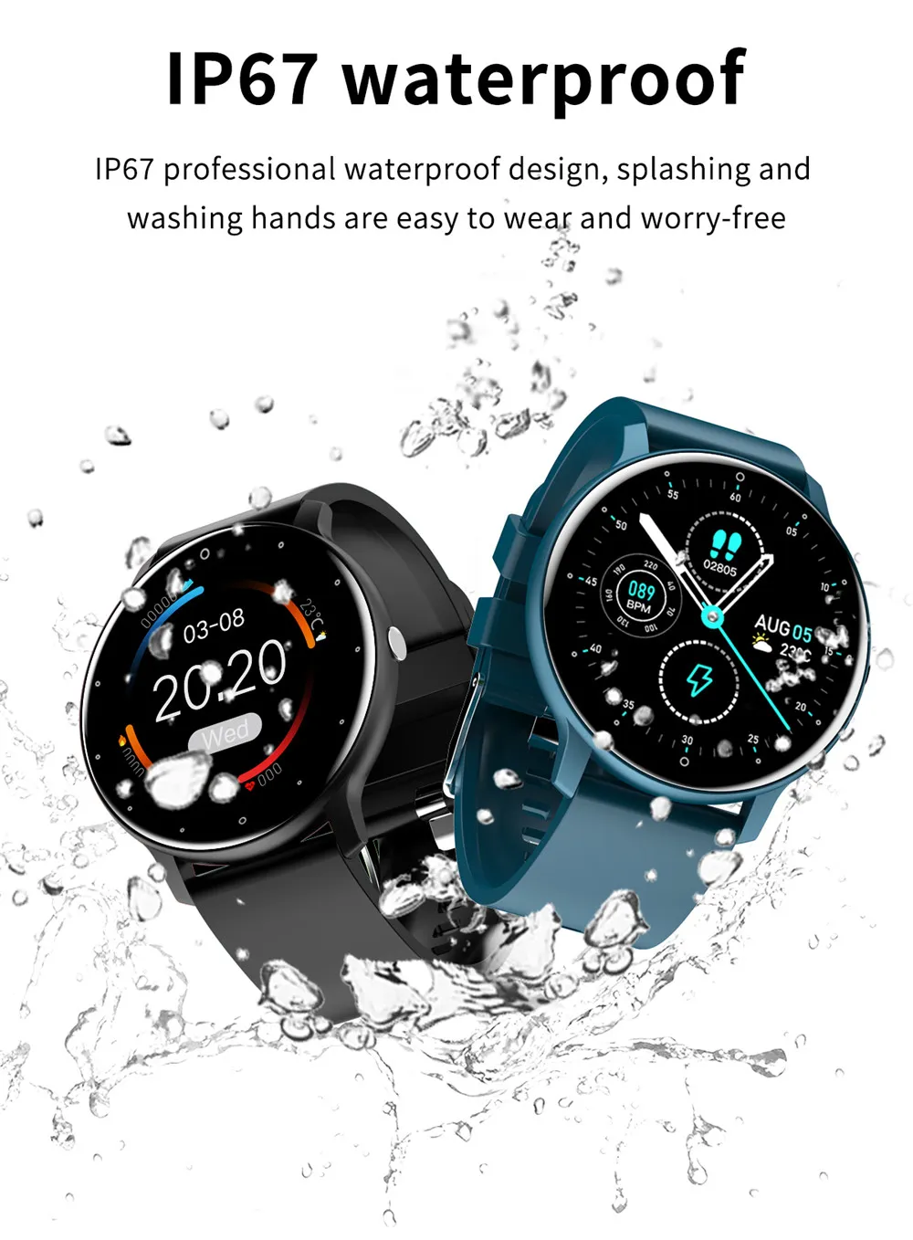 ZL02 Smart Watch Men Full Touch Screen Sport Fitness Watches IP67 Waterproof Bluetooth For Android ios smartwatch Men+box