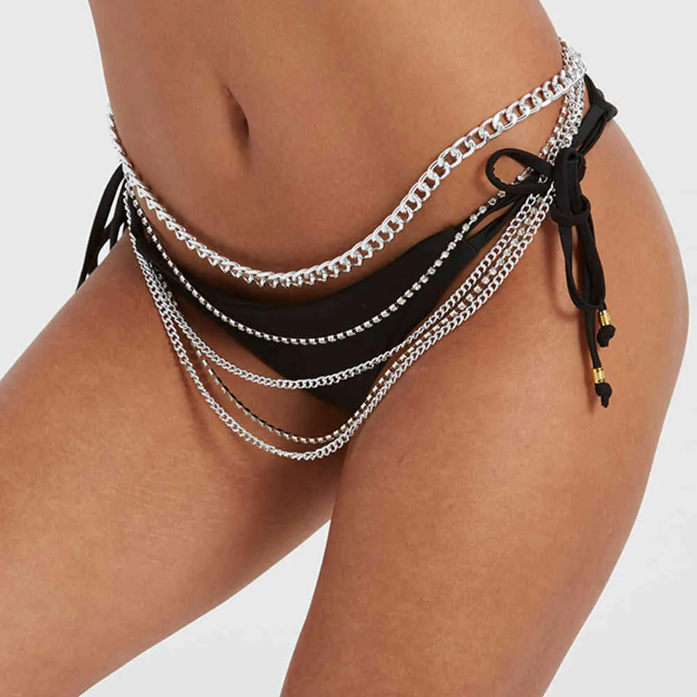 Stonesfans moda rhinestone multi camada cinto de cintura para mulheres acessórios festivais metal cadeia de barriga sexy jóias corporais