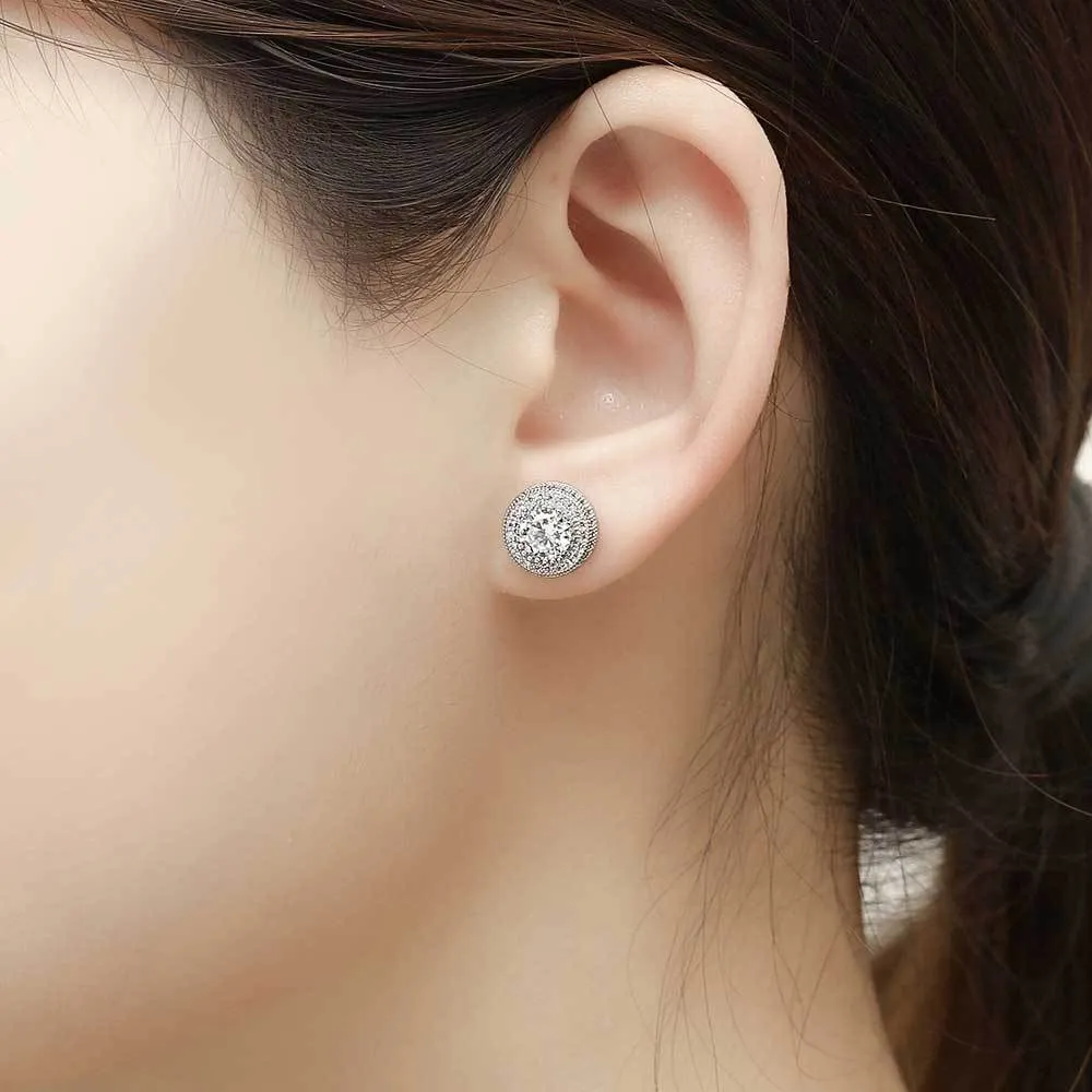 유니퇴석 멋진 라운드 컷 입방 큐콘 스터드 귀걸이 1cm 직경의 힙합 황동 놋쇠 드롭 선적 주얼리 여자 261U