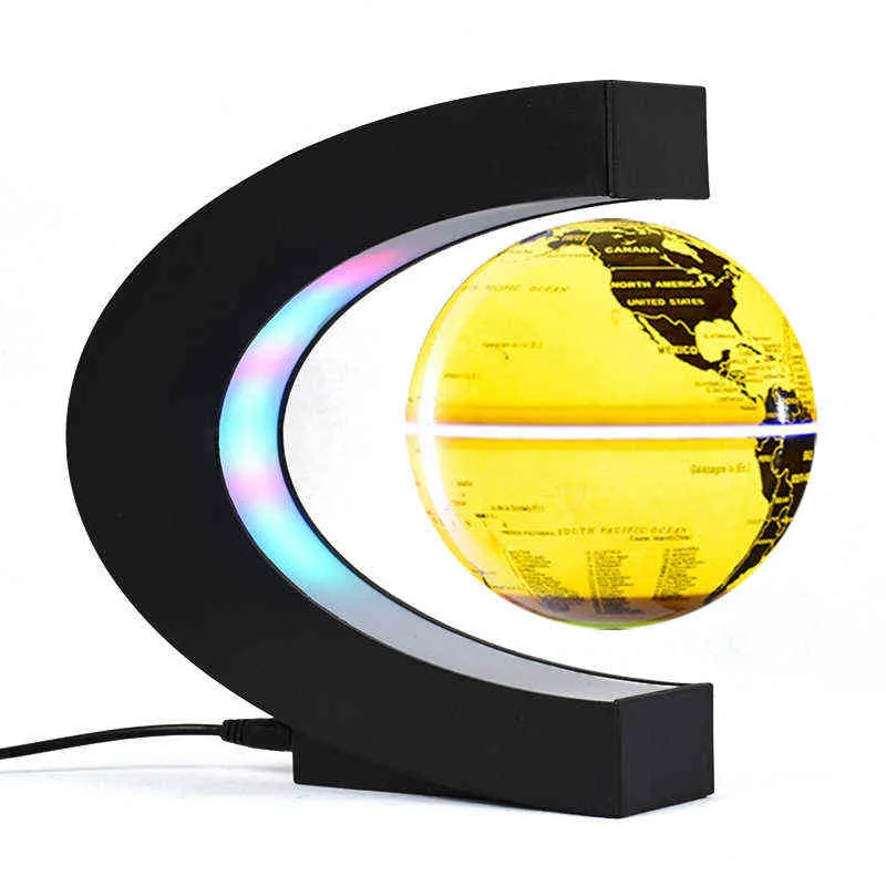 Décoration de la maison Nouveauté Cadeaux Globe LED Flottant Lévitation Magnétique Carte Du Monde Électronique Antigravité Lampe Cadeau Lumière 211105