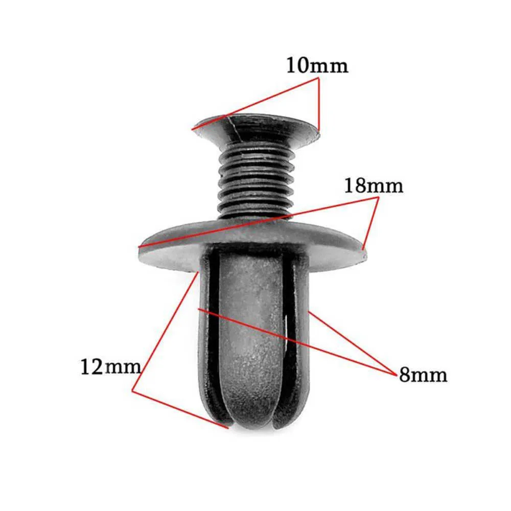 100 sztuk Uniwersalny Mieszany Auto Zasięg Klipy Zespołu Samochodu Uchwyt Rivet Panel Drzwi Fender Wrast Śruba