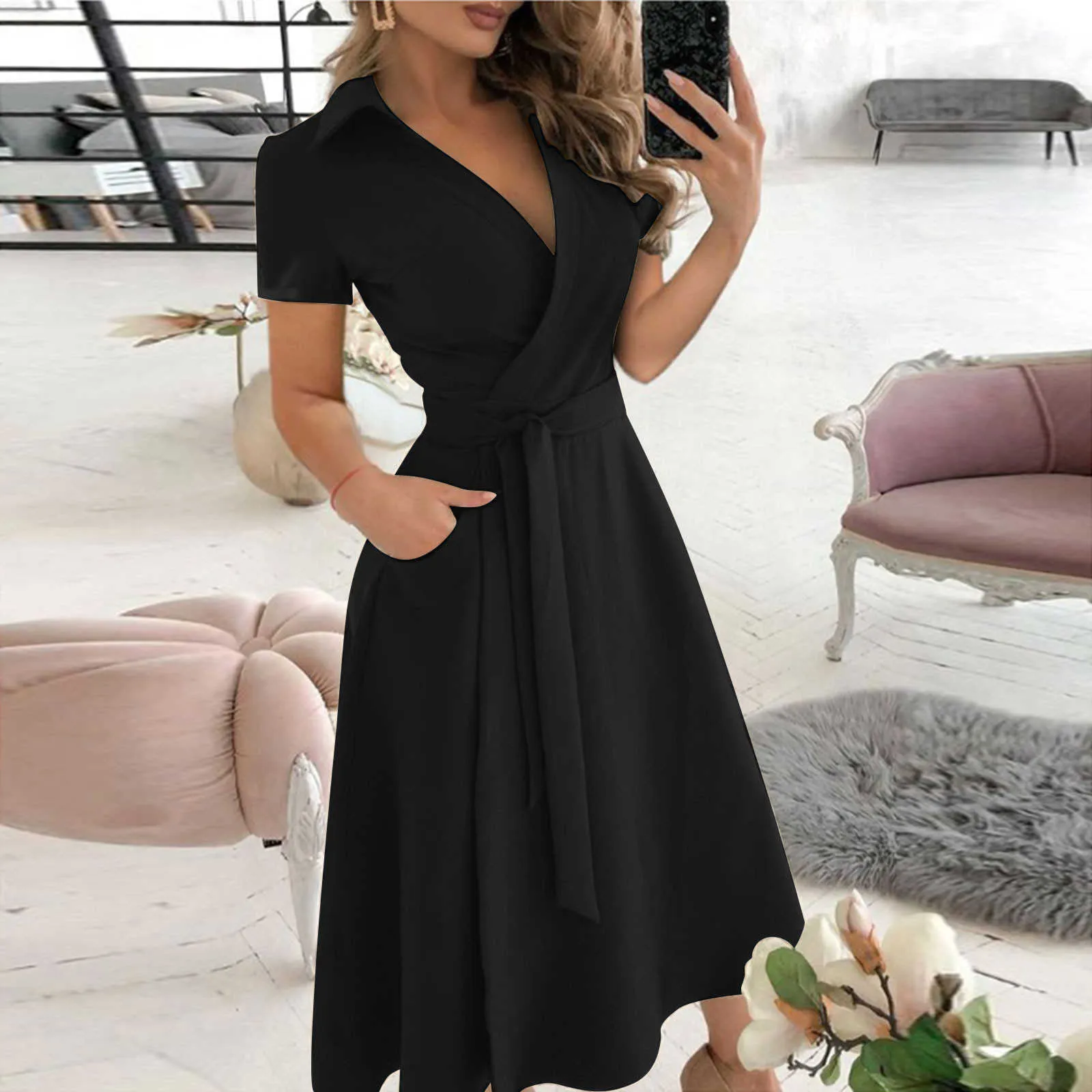 Body Wrap черное длинное платье падение платья для женщин 2021 чистый V-образным вырезом с коротким рукавом белое платье кружева тонкий Vestidos Mujer verano Y1006