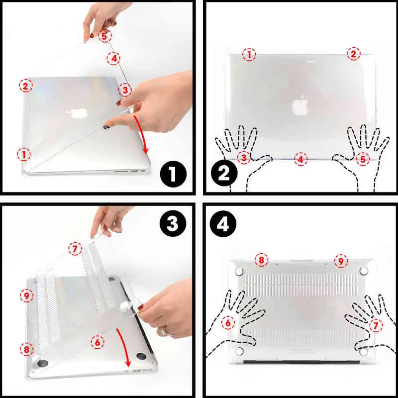 Étui pour ordinateur portable pour Apple Mac Book Air Pro Retina Touch Bar 11 12 13 15 pouces Hard Laptop Cover Case 13.3 Sac Shell 211213