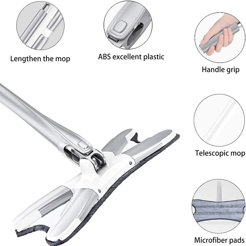 X Tpye Secchio Lavaggio a mani libere Lazy Flat 360 Mop rotante pavimenti con 3 cuscinetti in microfibra Strumenti la pulizia della casa