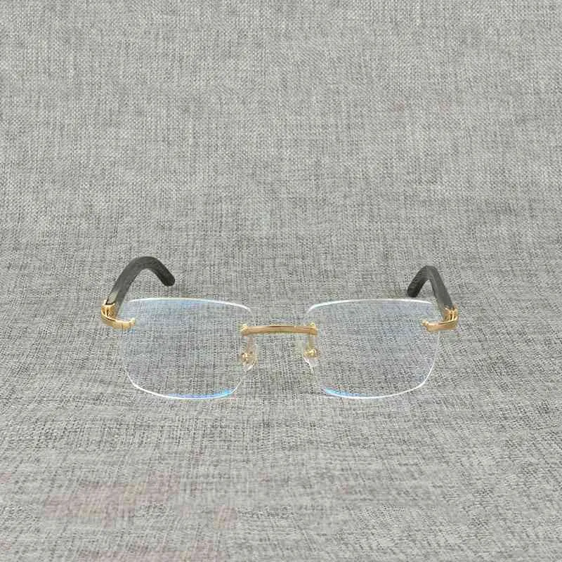 2024 Luksusowe designerskie okulary przeciwsłoneczne mężczyzn Naturalny drewniany kwadrat przezroczysty Buffalo Horn Zagrodziny okulary bez krawędzi ramy mężczyzn czytanie optycznych owalnych okulos