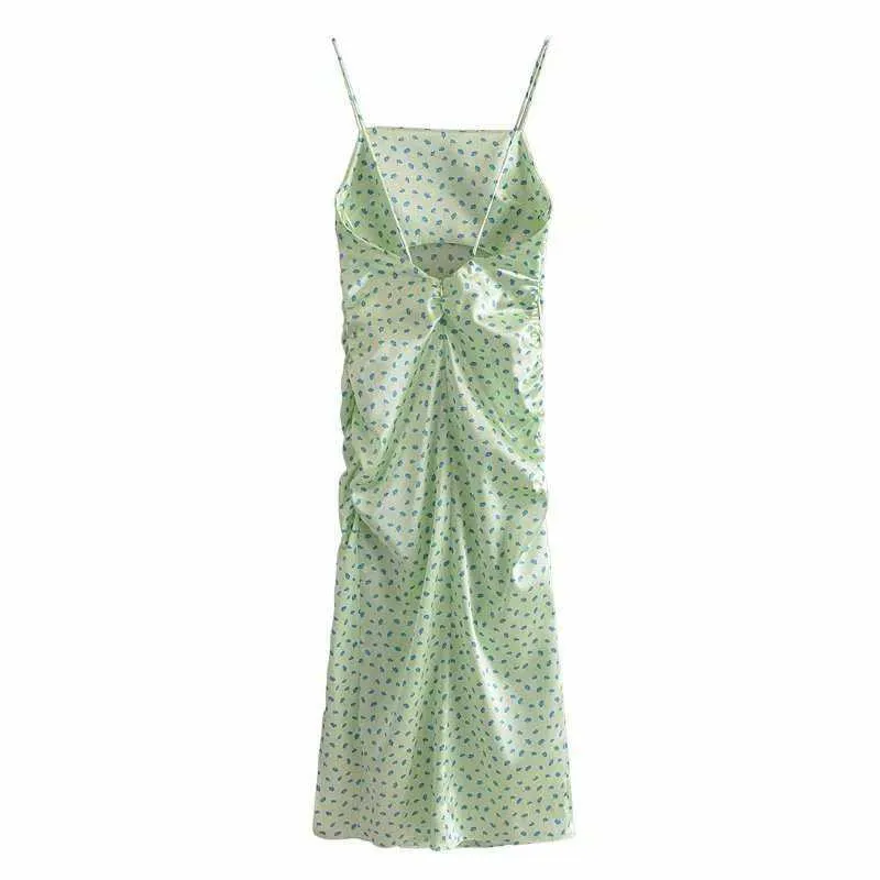夏のドレスの女性エレガントなカジュアルなファッションシックな女性のマキシドレス女性スリップドレープドレス花柄スリットサンドレスローブフェムメ210709
