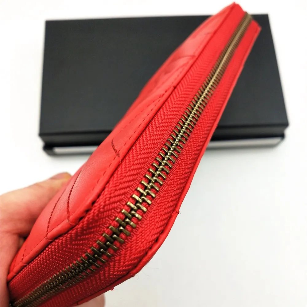 Mode Frauen Luxus -Brieftaschen hochwertige klassische Frauen Clutch Wallet Echtes Leder langer Reißverschluss Brieftasche Organisator Brieftaschen Dessinger285l