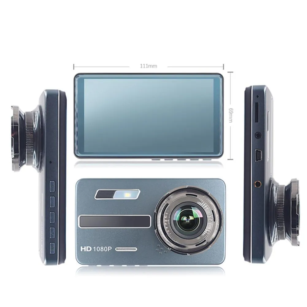 자동차 DVR 카메라 4inch 풀 HD 1080P 드라이브 비디오 레코더 등록자 자동 대시 보드 듀얼 Dashcam 블랙 DVR 상자