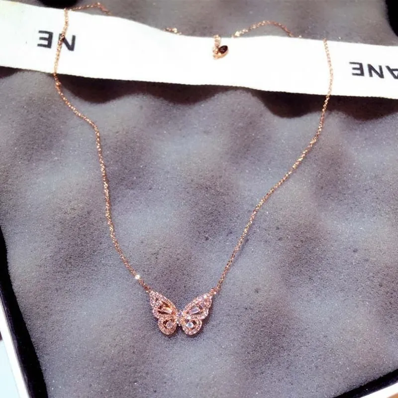 Модное ожерелье с ультрамодной бабочкой Стерлинговое серебро 925 для девочки Рождественский подарок Изящные украшения оптом NL070