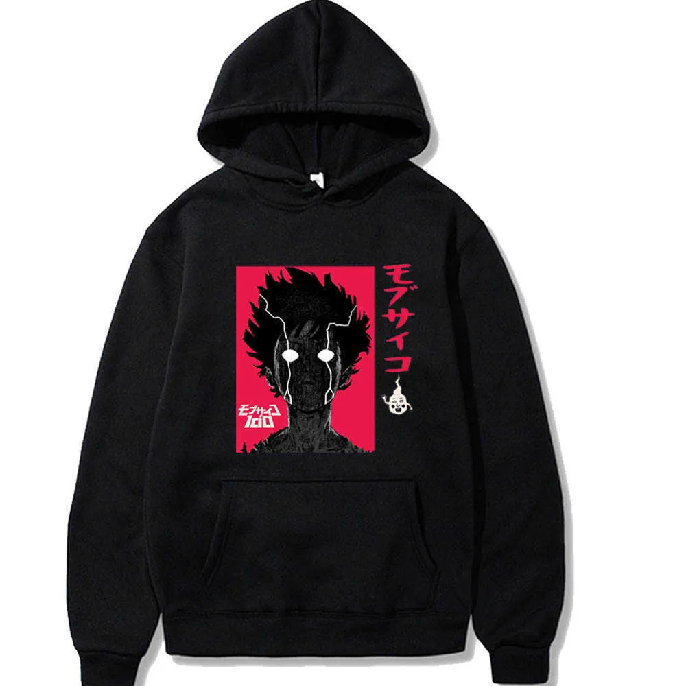 2021 Hot Japanese Anime Graphic Hoodies Men Mob Psycho 100 Sweatshirt Unisex Male Y0804