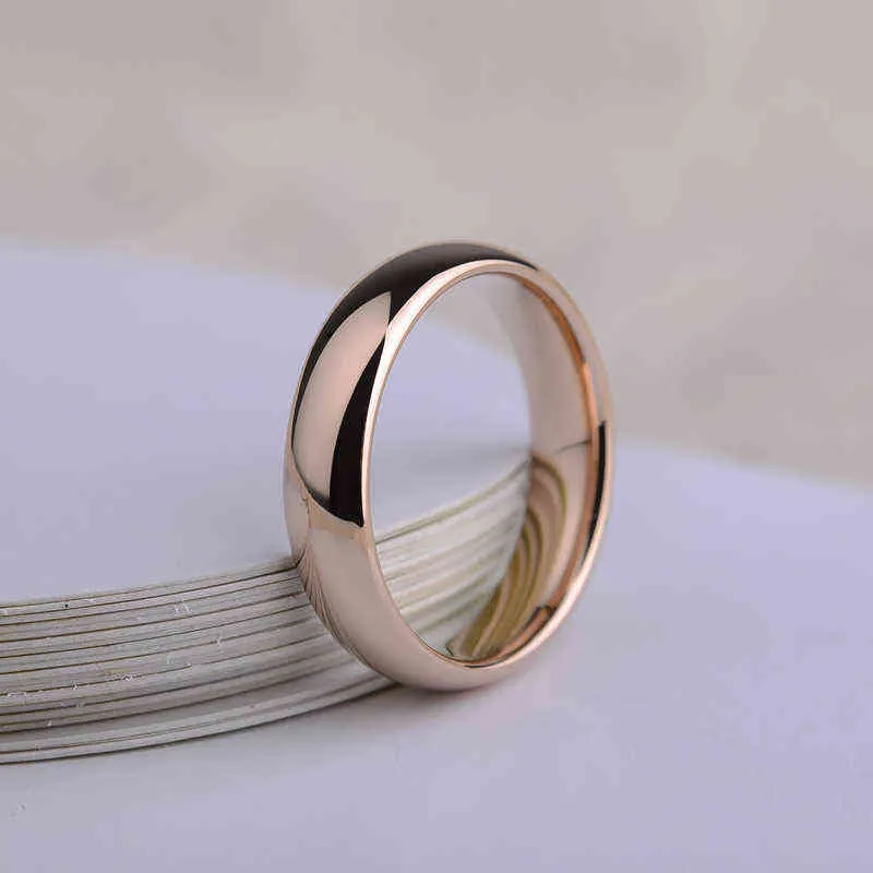 High Quality Rose Gold Tone Tungsten Wedding Rings 2/3/4/6/8mm Width Dome Band for Man and Woman 211217